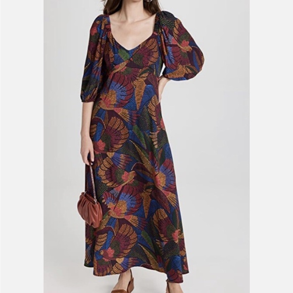 FARM Rio Dresses & Skirts - Farm Rio Dotted Macaws Midi Dress, Size XS, EUC